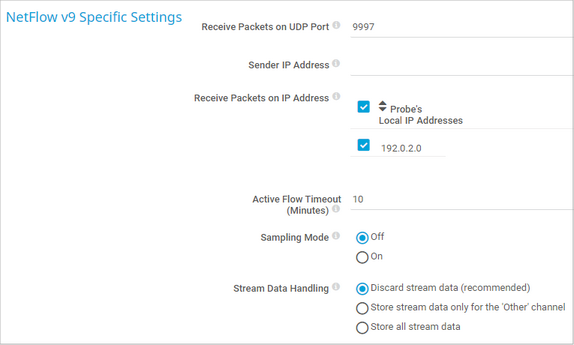 NetFlow v9 Specific Settings